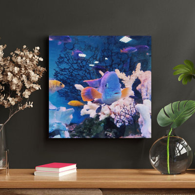 Poisson jaune et blanc dans un aquarium 1 - peinture sur toile tendue
