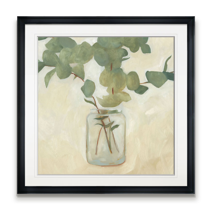 « greens still life ii », peinture, H 24 po x l 24 po x P 1,5 po, Cadre noir