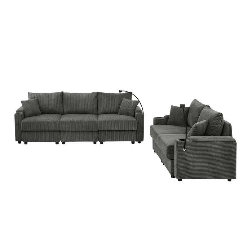 Ensemble de canapé confortable avec rangement innovant et design relaxant pour le salon., Gris
