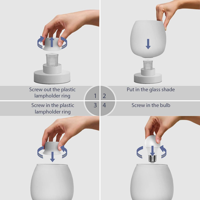 Small Modern White Opal Glass Touch Bedside Lamps with USB Ports