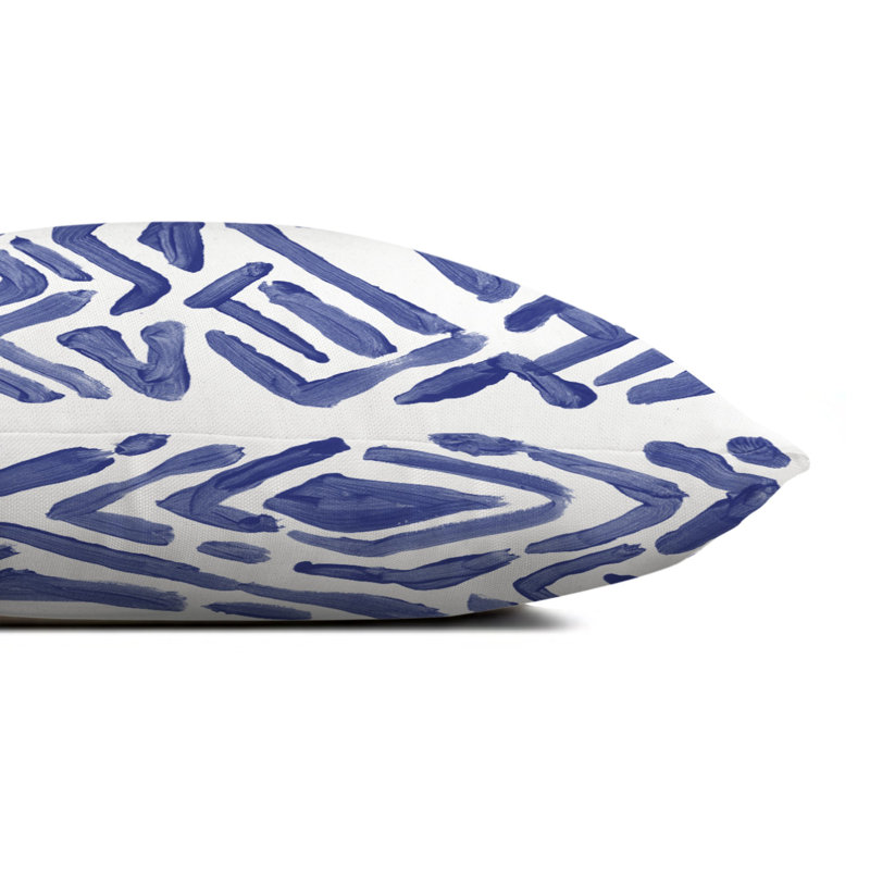Abstract Outdoor Reversible Throw Pillow, 18" H x 18" W, Blue
