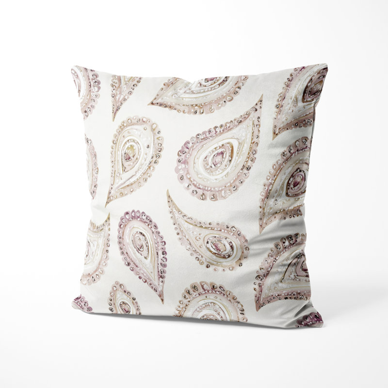 Coussin French Country - Coussin transitionnel beige à motif cachemire rétro, H 20 po x l 20 po