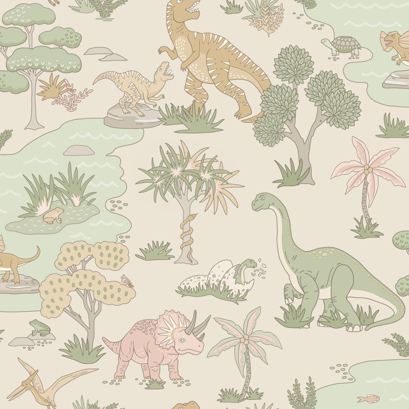 10.05m x 53cm Matte Wallpaper Roll, Green Pink
