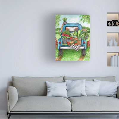 Bolog Melinda Hipsher Blue Truck Plants Canvas Art