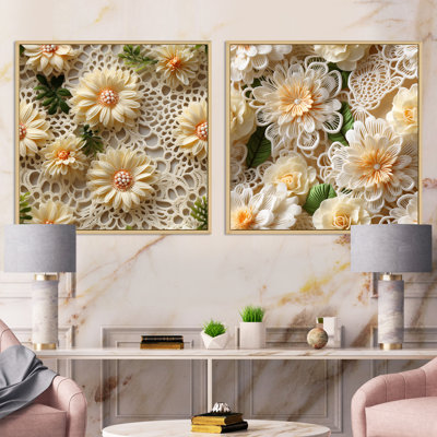 Cormac - Ensemble de 2 collages carrés floraux