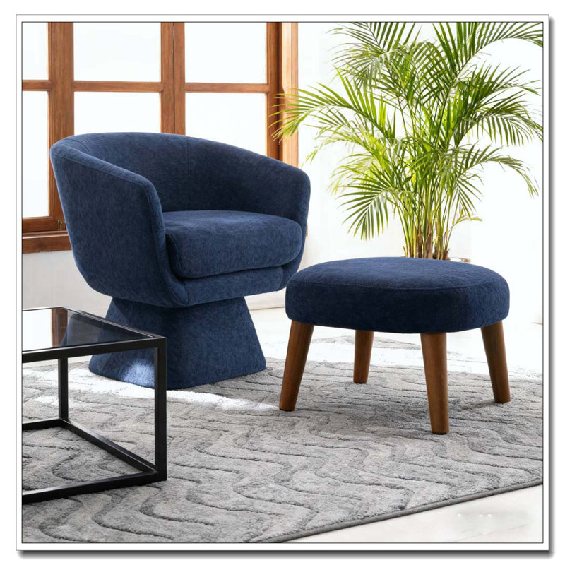 Chaise de loisir rembourrée avec repose-pieds, Bleu