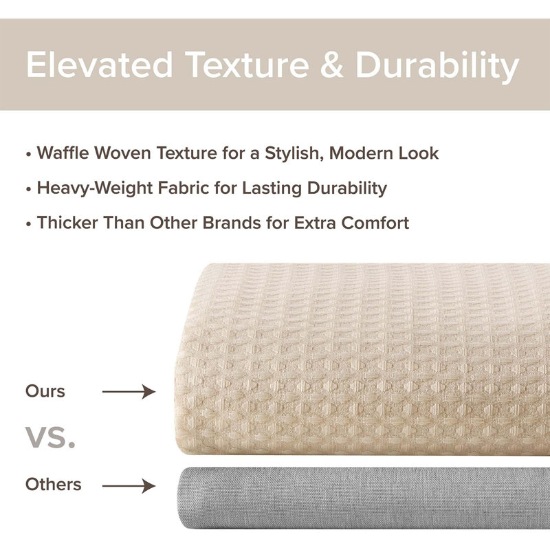 Arbor Waffle Beige Solid Textured 72x72'' Shower Curtain, 72" W x 72" L, Beige