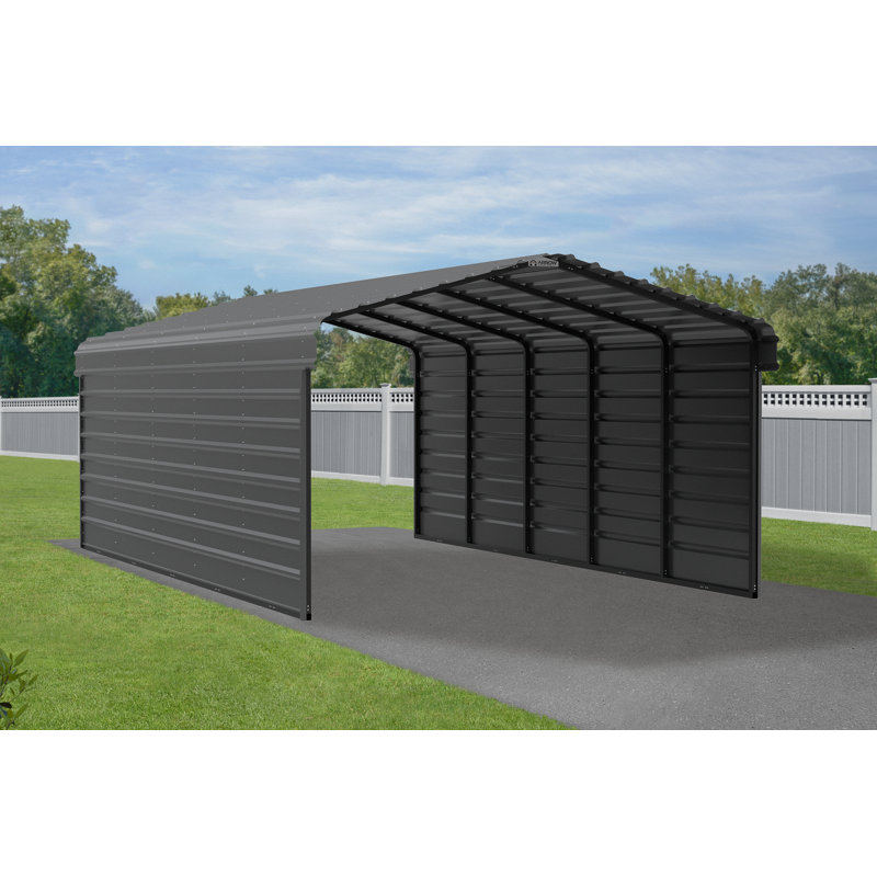 12' x 24' Charcoal Steel Carport Kit with Enclosure