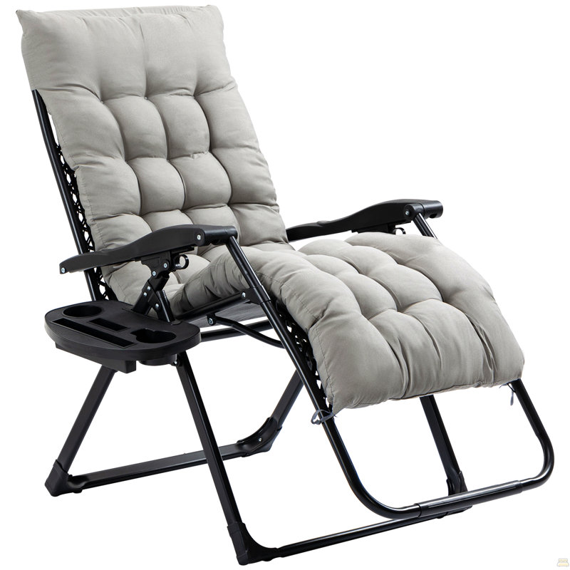 Chaise longue inclinable avec coussin rembourré Zero Gravity, Gris