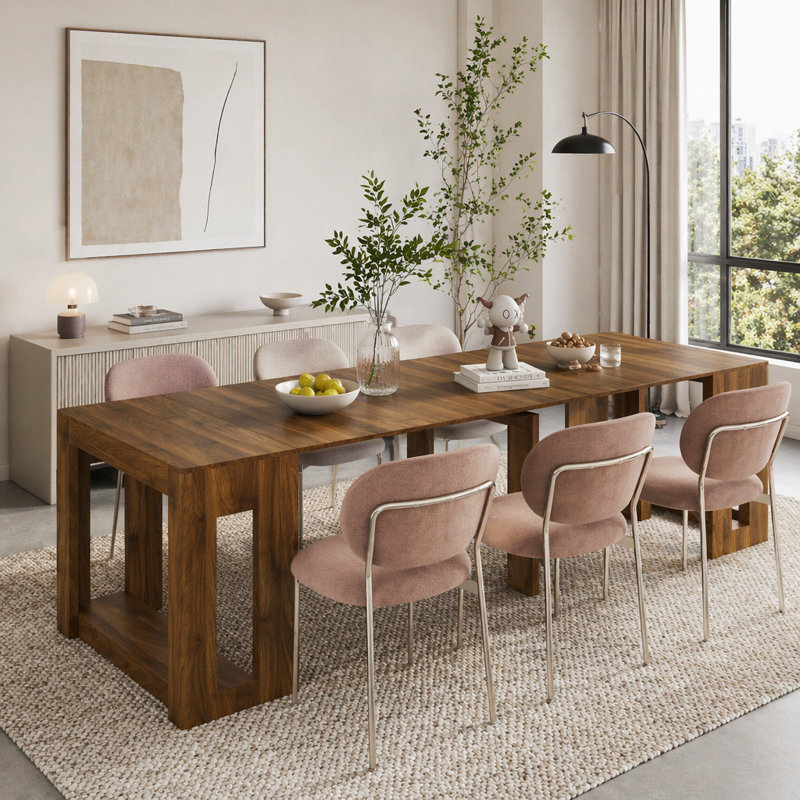Table de salle à manger extensible pliable, console extensible en bois multifonctionnelle