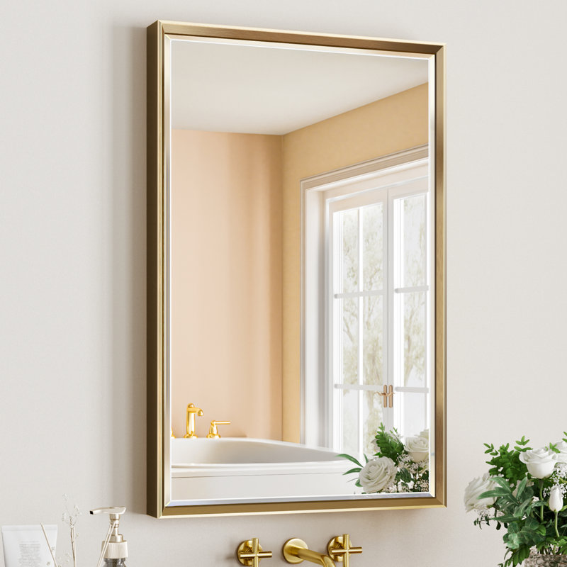 Miroir de salle de bain mural Lohoski, Or, 36 po x 24 po