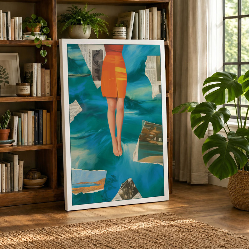 Figure in Motion Eclectic - Wrapped Canvas, 18x12 - 45.7 x 30.5 cm, Teal Border