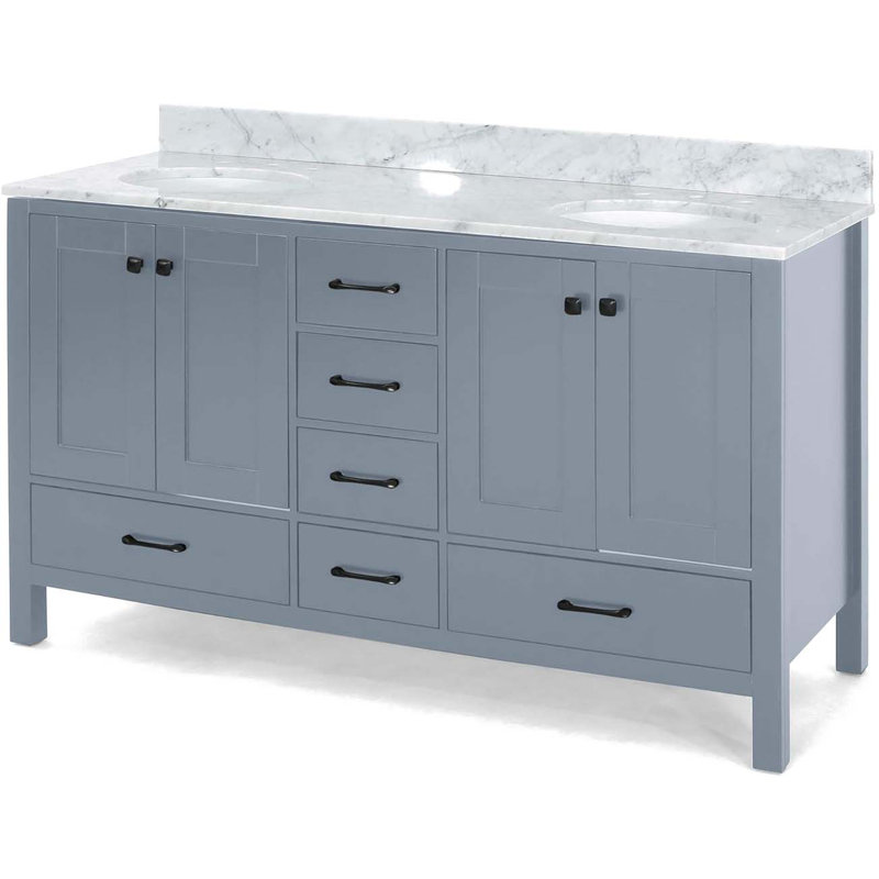 Meuble-lavabo avec plateau Gennara, Gris