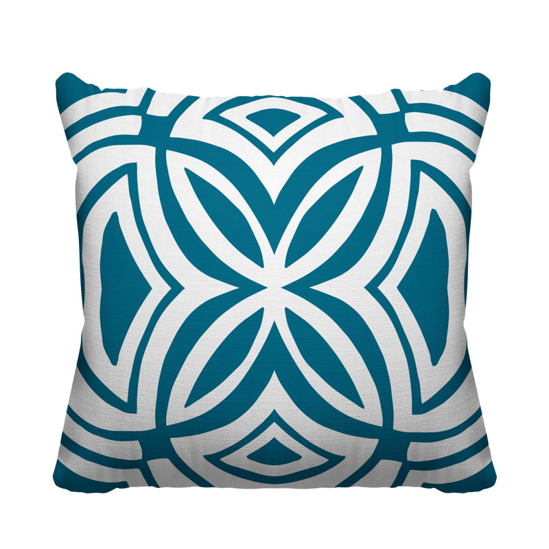 Dreyer Tribal Motif Indoor/Outdoor Throw Pillow, Turquoise, 17H" x 17W"