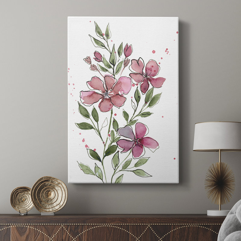 Aquarelle sur tiges florales I - galerie Cavas sur mesure, H 60 po x l 40 po