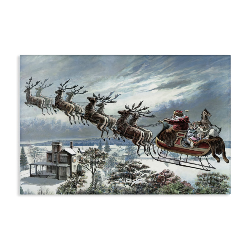 Santa's Sleigh over Town Canvas, conception par Arlington Prints, H 20 po x l 30 po