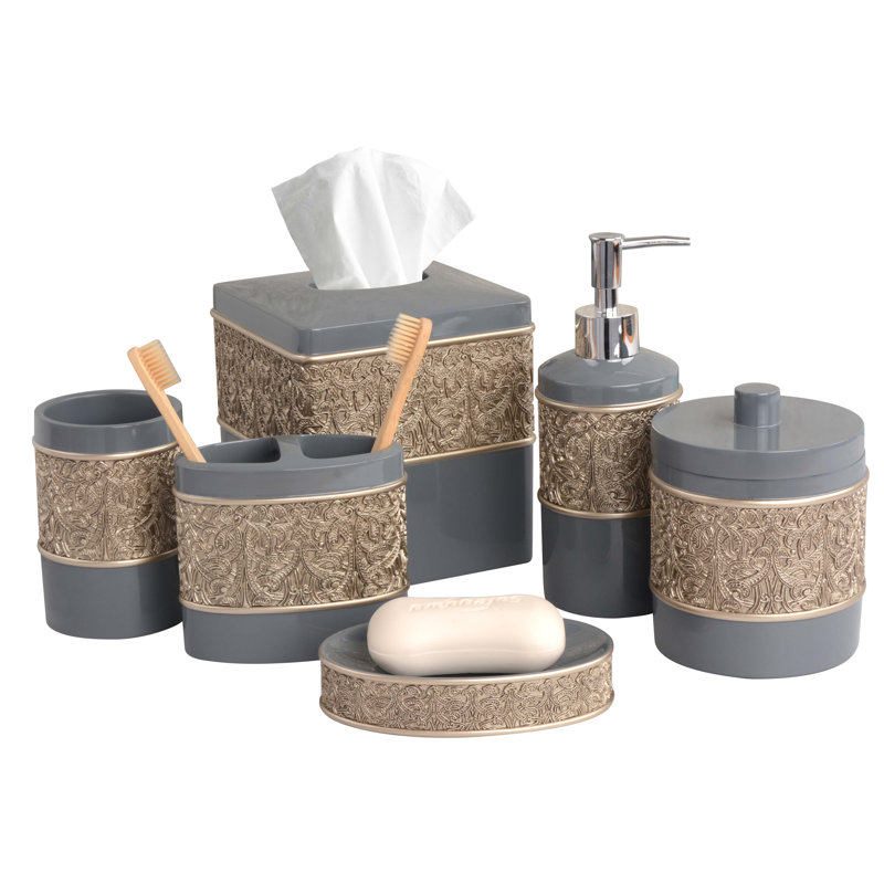 Ensemble d'accessoires de salle de bain 6 pièces Fionola - Organisateur élégant pour la maison et les décorations de Noël