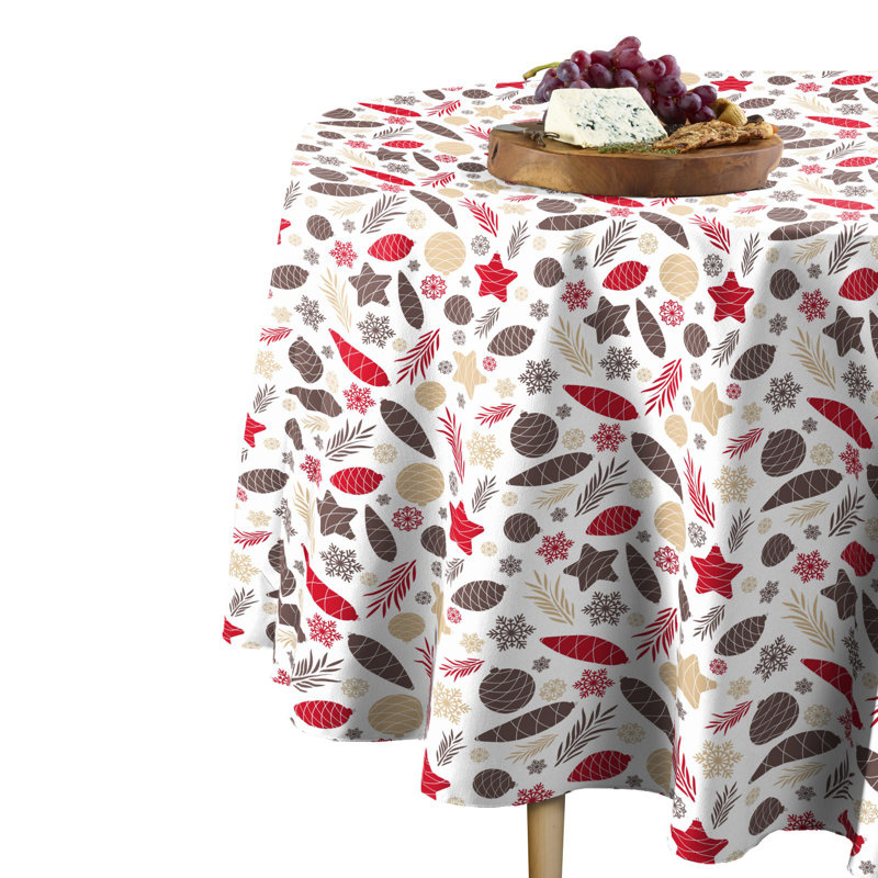 Kiser Christmas Pines and Cones Round Tablecloth, 60" W x 60" L