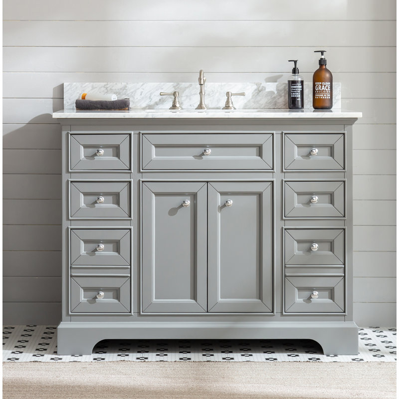 South Bay 43'' Single Bathroom Vanity with Marble Top, Gray