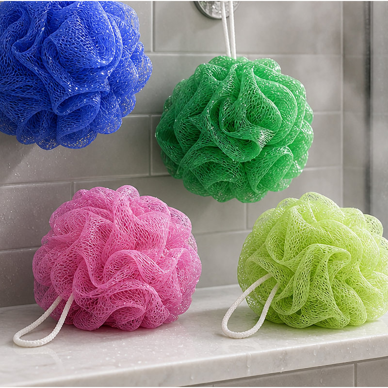 Ensemble de 4 épurateurs pour le corps en éponge exfoliante pour le bain Lufah