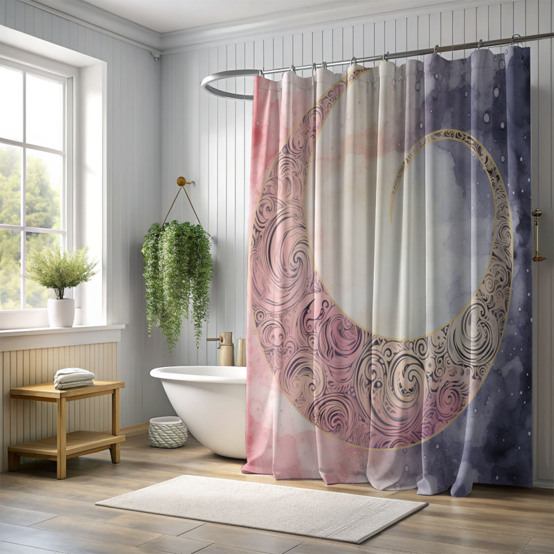 Rideau de douche standard 1 pièce Lunar Kiss, H 74 po x l 71 po