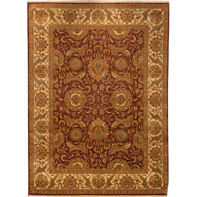 Tapis rouge et or de haute qualité noué à la main