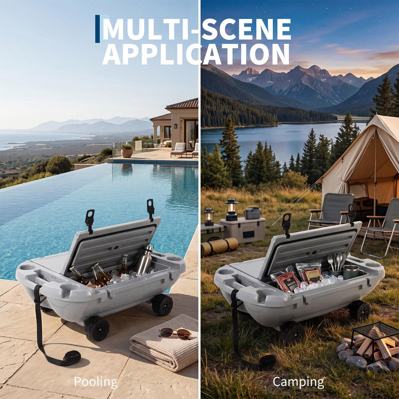 Glacière flottante 40QT avec roues pour la plage, la piscine, le canotage et le lac