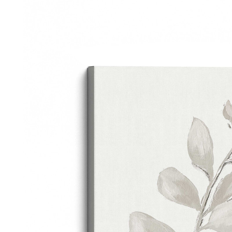 Élégantes feuilles grises I sur toile tendue, H 48 po x l 32 po