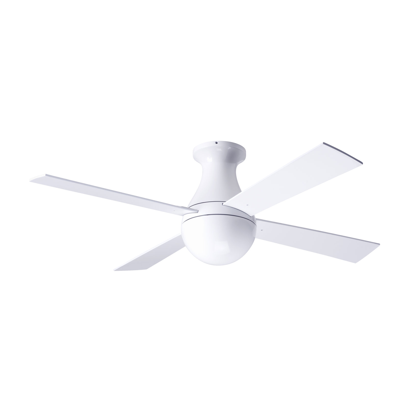 Ball 42'' 4 Blade Ceiling Fan, Gloss White, White, Wall Control with Remote Handset (2-wire)