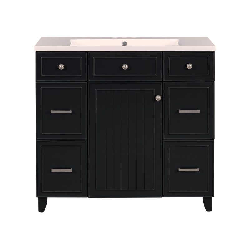 Ensemble de meuble-lavabo avec lavabo 36 po, lavabo simple, armoire à porte à fermeture douce et 3 tiroirs 36 po