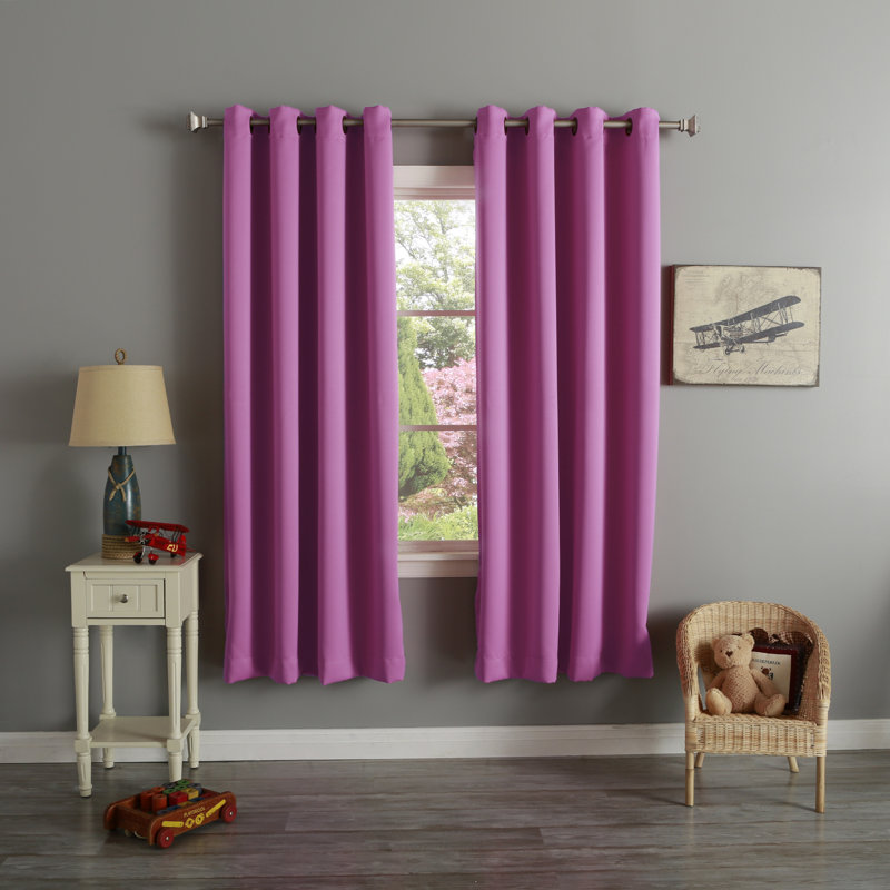 Adina Sevan Solid Thermal Grommet Curtain Panels, 52" W x 72" L, Pink