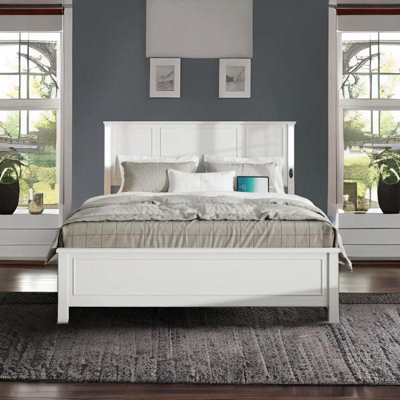 Garnes Zena Queen Size Bed Frame, White
