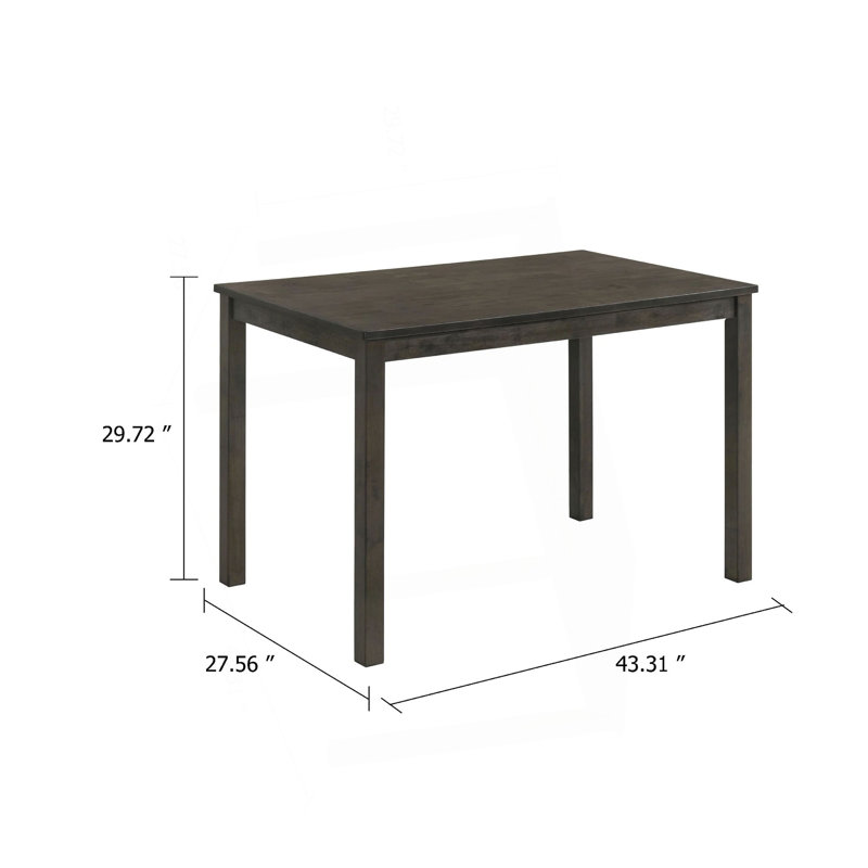 Table de salle à manger Meul, plateau rectangulaire de 43 pouces, pieds en bois gris-brun