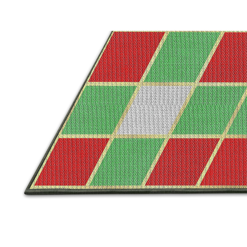 Tapis rouge/bleu marine à motifs, Rectangle 2 pi x 3 pi