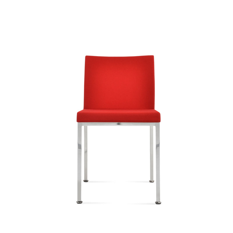 Aria Metal Side Chair in Wool, Chrome, Wool Red