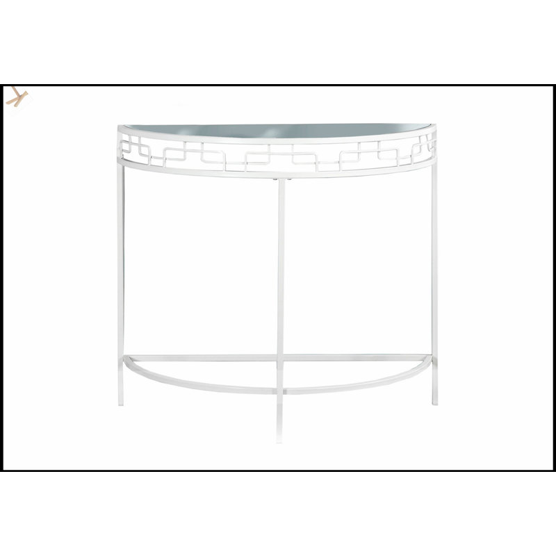 Console moderne en verre trempé transparent et métal blanc pour les espaces étroits, les entrées et les canapés