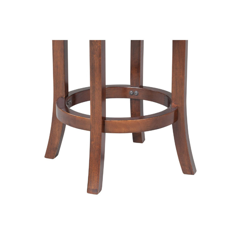 Tabouret de comptoir pivotant en bois massif Deltrice, Noyer brun