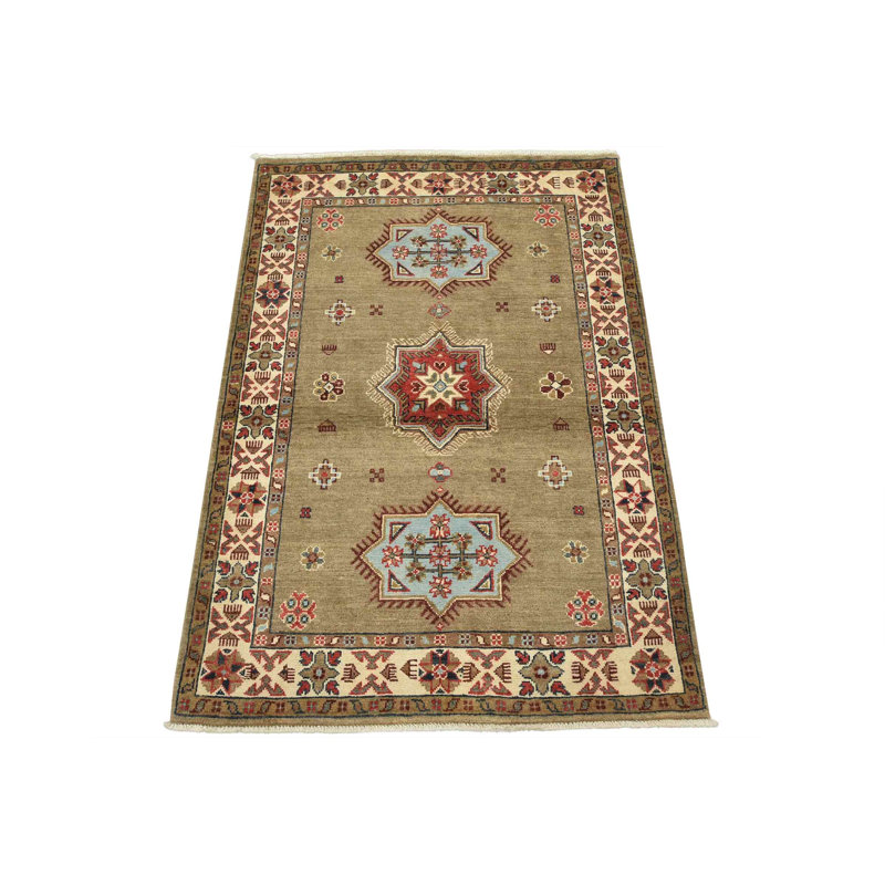 Tapis brun nouvel âge en laine 3 pi 3 po x 4 pi 9 po Montrice