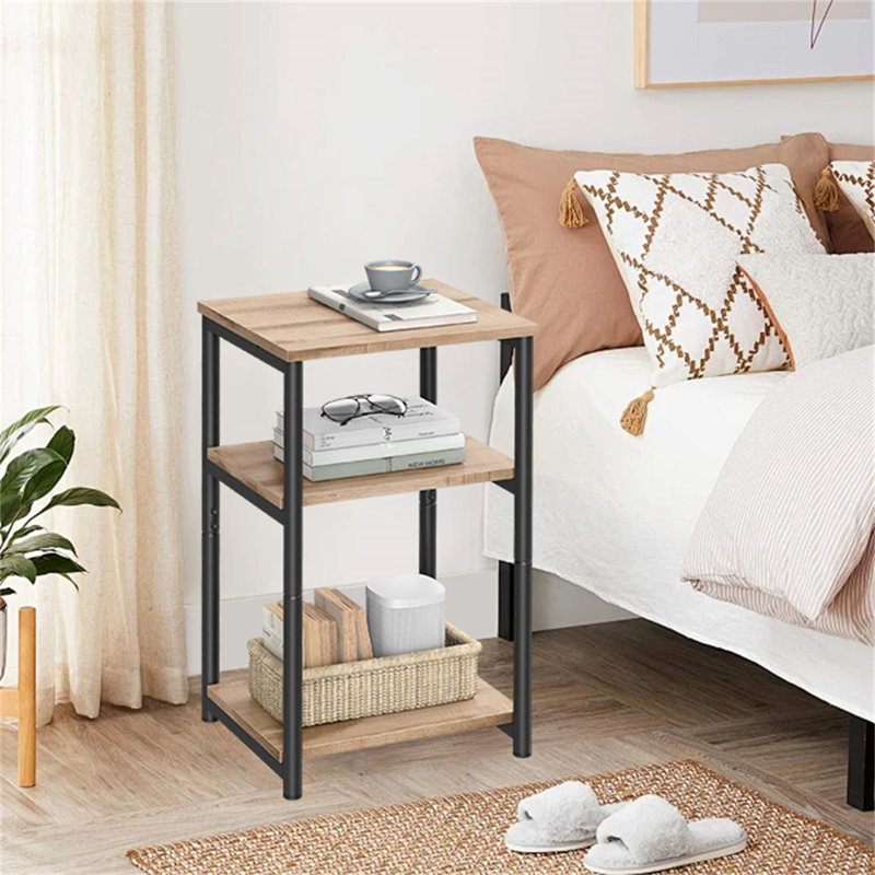 Industrial Chic Bedside Table – Versatile, Camel Brown/Classic Black