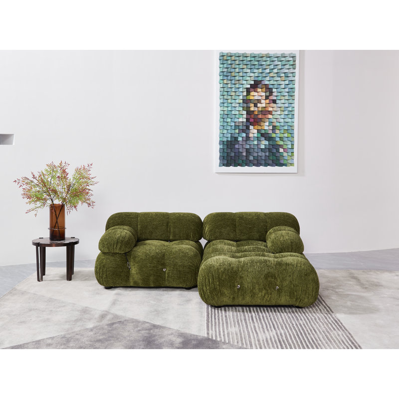 Canapé modulaire 3 pièces Milliron, Chenille olive