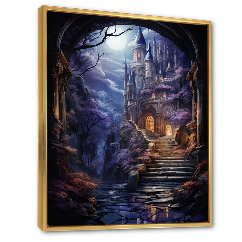Château bulgare «Mystical Gateway Enchanted», reproduction sur toile, H 32 po x l 16 po x P 1 po, Cadre flottant doré