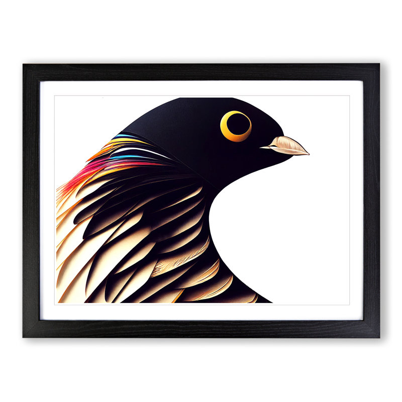 Intriguing Bird Abstract - Single Picture Frame Print, Black, 34cm H x 46cm W x 2cm D