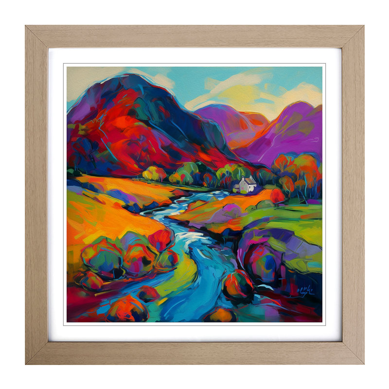 Scotland Fauvism No.1 - Single Picture Frame Print on Wood, Oak