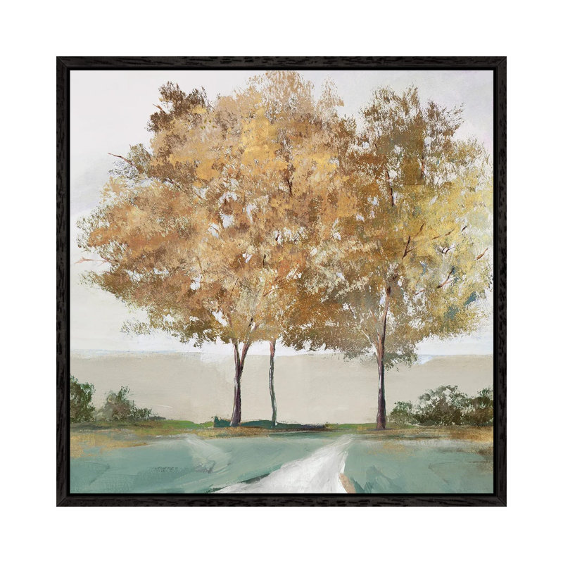 Golden Forest Shimmer by Isabelle Z - Painting on Canvas, Black Framed, 93.98 cm H x 93.98 cm W