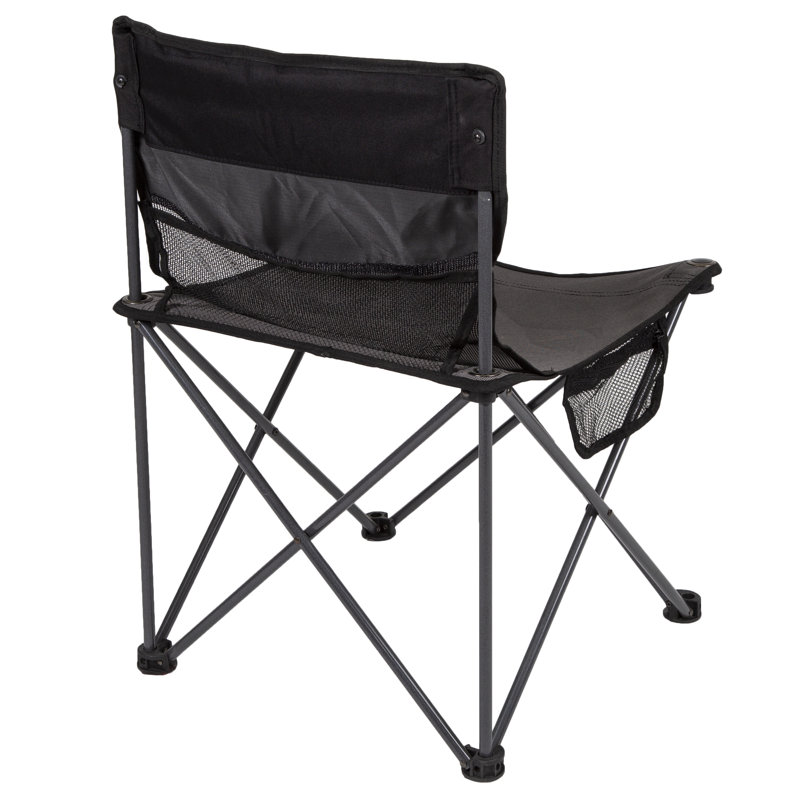 Black and Gray Polyester Folding Camping Chair with Mesh Backrest