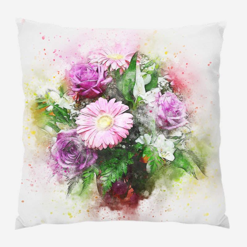 Coussin Flowers, Microsuède, Intérieur