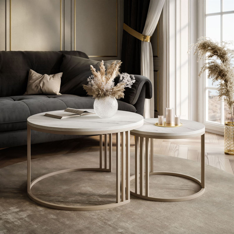Frame Coffee Table, Grey, Marble