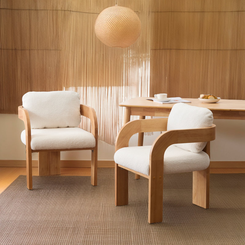 Ensemble de chaises Modern Boucle - structure en caoutchouc avec support ergonomique (ensemble de 2), Blanc, bois