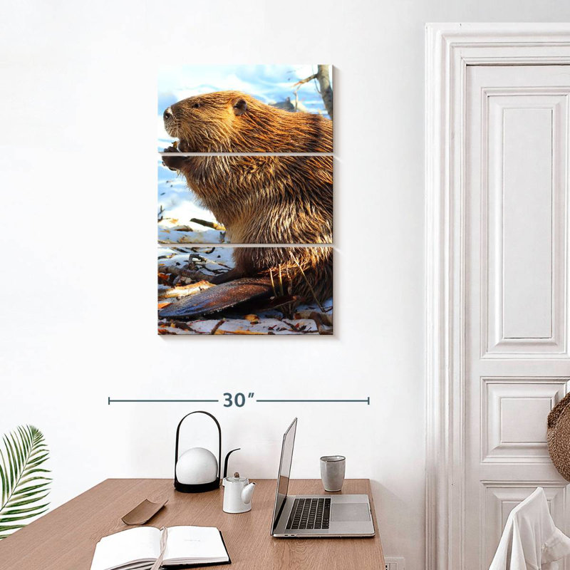 Brampt Beaver In Winter, 32" H x 20" W