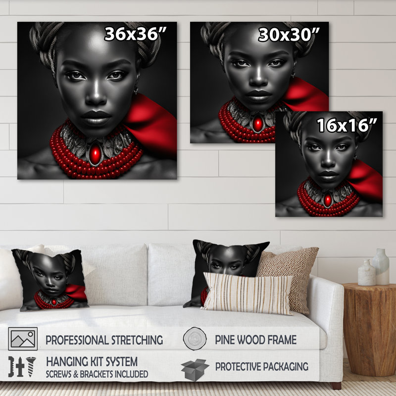 «The Lady With The Red Ruby III - Fashion Woman», art mural, H 36 po x l 36 po x P 1,5 po, Toile tendue